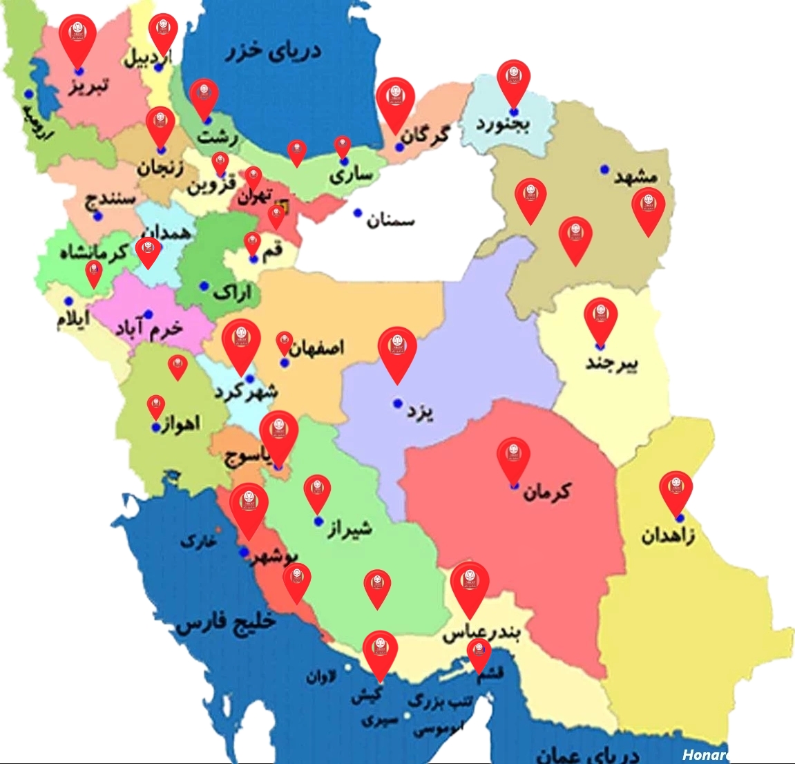 نقشه نمایندگان